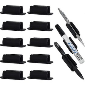 Resim Ganzhoushop 10 Adet Yapışkan Silikon Kalem Tutucular Masa Sınıf Pano Organizasyon Kaymaz Kalem Ve Kalem Saklama Siyah 