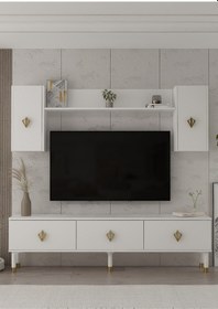 Resim 1369tv180dd-32 Tv Sehpası,tv Ünitesi Beyaz-altın Beyaz-altın 