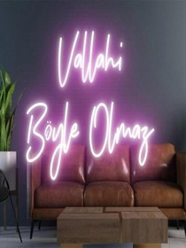 Resim Vallahi Böyle Olmaz Yazılı Neon Tabela Pembe 