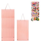 Resim Pembe Keçe Saç Aksesuarı Düzenleyici - Saç Tokaları, Başlıklar ve Kurdeleler için Çok Bölmeli Duvara Monte Depolama Çantası, Ev Düzenleme|Sevimli Depolama Çözümü|Dayanıklı Düzenleyici 