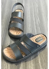 Resim Moda Ayakkabı 5203 Erkek Siyah Sandalet Terlik 