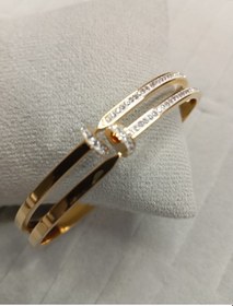 Resim Zirkon Taşlı Çivi Model Gold Renk Kelepçe Bileklik Gold 
