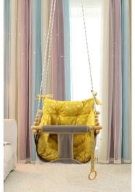 Resim Bundera Wag Swing Gri Çocuk Ahşap Salıncak Bebek Hamak 