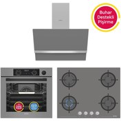 Resim Simfer 11 Fonksiyon Steam Master Gri 3'lü Ankastre Set (8246 Fırın - 3656 Ocak - 8740 Davlumbaz) 