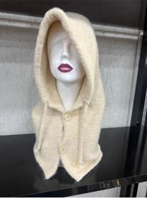 Resim LUUN Ekru Renk Düğmeli Yumuşak Kumaş Balaklava 