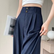 Resim Kadınlar İçin Yüksek Bel Esnek Dar Kesim Geniş Paça Pantolon - Hafif Polyester-Spandeks Karışımı, Elastik Bel ve Dahili Fermuarlı, Makinede Yıkanabilir Günlük & Ofis Kıyafeti (İlkbahar/Sonbahar) 
