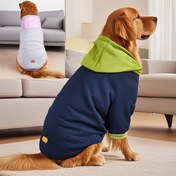Resim Klasik Minimalizm Büyük Irklar İçin Şapkalı Köpek Kapüşonlu Sweatshirt - Elastik Manşetli Rahat Ev Kıyafeti, Makinede Yıkanabilir İlkbahar/Yaz Labrador ve Rottweilerler için Konforlu Petwear 
