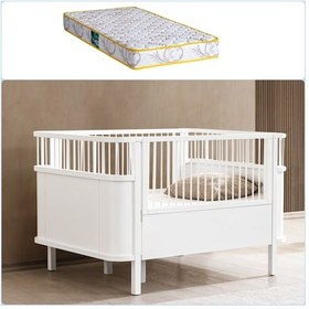Resim Mdf Beşik 130x90 Trend Büyüyen Beşik Beyaz + 1 Comfort Yatak Beyaz 