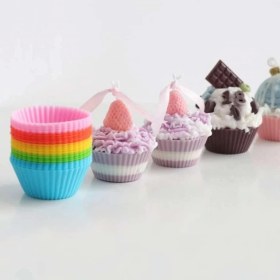 Resim Dream Butik Renkli Silikon Yeniden Kullanılabilir Cupcake Muffin Kabı 