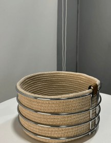 Resim Parlak Silver Yuvarlak Ekmek Sepeti Ekmeklik Sunum Sepeti Makrome Çok Amaçlı Paslanmaz Metal 