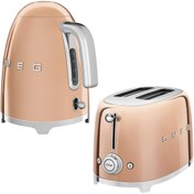 Resim Smeg 50'S Style Special Edition Rose Gold Kettle ve 1x2 Ekmek Kızartma Makinesi Seti 