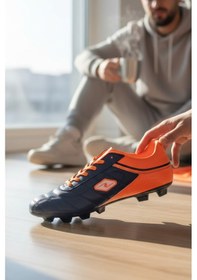 Resim Enoch Profesyonel Çivili Çim Saha Kramponu Siyah - Turuncu 