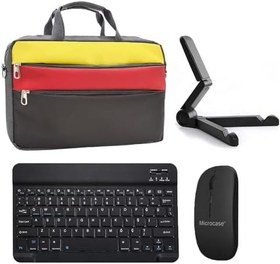 Resim Microcase Vorcom Ultrapad 10.36 inch ile uyumlu Tablet Çanta+Bluetooth Klavye+Mouse+Tablet Standı Siyah-AL4840 (Krem Turkuaz Bej) 