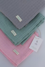 Resim elibaby 3’lü %100 Organik Pamuk Müslin Örtü Seti Kız Bebek Model 4 (PEMBE, GRİ, NİL 3 ADET 75x85 CM) 