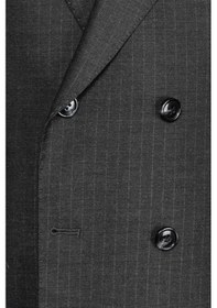 Resim İlayda Emir Luxury, İtalyan Kesim, Slim Fit, Kruvaze, Çizgili, Erkek Takım Elbise Antrasit - Gri 
