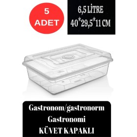 Resim Deembro Gastronom Küvet 5 Adet Küvet Kapaklı Gastronomi Küveti 6,5 Lt Ekmek Pizza Pide Hamur Teknesi 