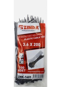 Resim Zimak 3.6x200 Mm Plastik Kelepçe Cırt Kelepçe Siyah Zmk-1601 