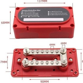 Resim Wondernest Cp-3087-02 100a 48v 12 Yollu M6 Bağlantılı Busbar Kırmızı Kırmızı 