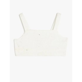 Resim Koton Viskon Karışımlı Kare Yaka Askılı Kız Çocuk Crop Bluz 5SKG60001EW (5SKG60001EW) 