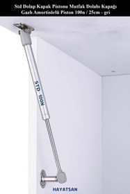 Resim HAYATSAN Std Dolap Kapak Pistonu Mutfak Dolabı Kapağı Gazlı Amortisörlü Piston 100n / 25cm - gri 