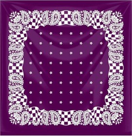 Resim Mor Zemin Üzerine Dama Desenli Kare Bandana Fular Renkli 