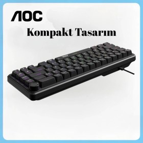 Resim Aoc GK320 Mekanik Oyuncu Klavyesi, 66 Tuş Kompakt, Rainbow Aydınlatma, Ses Kontrol Knob, Kablolu USB 