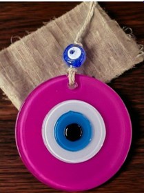 Resim Pembe Nazar Boncuklu Duvar Süsü 10 Cm Cam Duvar Dekoru 02-10mm 5yards 