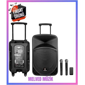 Resim WESTA WAP-12505 300 WATT 12 2 YOLLU 2 EL TELSİZ MİKROFONLU BLUETOOTH ÖZELLİKLİ KABİN HOPARLÖR 