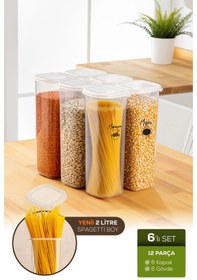 Resim Vienev 6'lı Etiketli Hava Geçirmez Erzak Saklama Kabı Seti 2 Lt Beyaz Beyaz 