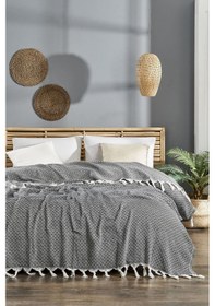 Resim Çift Kişilik Pike 200 235 Cm Yatak Örtüsü Deniz Serisi Deniz Antrasit 