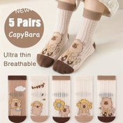 Resim 5 Çift Kabala Örgü Gençler için Orta-Baldır Çorapları Paketi Karikatür Sevimli İlkbahar ve Yaz İnce Nefes Alabilen Çoraplar 