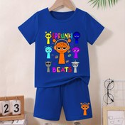 Resim Erkek Çocuk Rahat Yazlık Kıyafet, "SPRUNK BEATS" Baskılı Tişört ve Şort Takımı, Yuvarlak Yaka, Kısa Kol, Polyester %95, Spandeks %5, Orta Esneklik, Normal Kalıp - Siyah, Açık Hava İçin 