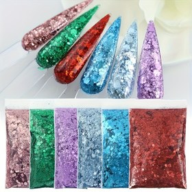 Resim 40g Karışık Altıgen Kalın Simler - 3 Boyutta Holo Grafik Tırnak Pulları (0.1+1+3mm) için DIY Takı, Reçine Sanatı ve Epoksi El Sanatları - Canlı Çok Renkli Yansıtıcı Pul El Yapımı Aksesuarlar & Silikon Kalıp Dolgusu 