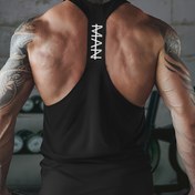 Resim Erkek spor fitness yeleği Nefes alabilen kolsuz tişört üst casual antrenman yeleği 