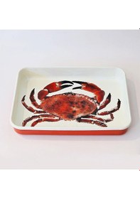 Resim Emaye Dikdörtgen Fırın Tepsisi Yengeç Desenli Çok Renkli 