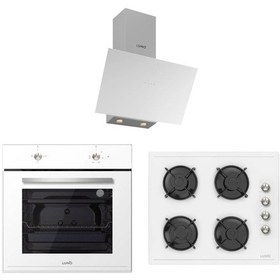 Resim Silverline Luno BO6501W03 - L638W01 - 3481 Flam Beyaz Cam Ankastre Set 