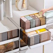 Resim Geniş Kapasiteli Plastik İç Çamaşırı Çekmecesi - Bölmeli Üstüste Yerleştirilebilir Çorap Kutusu, Gardırop için Sütyen, Külot ve Kozmetik Organizatörü, Beyaz 