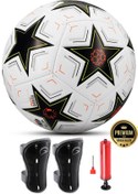 Resim Telvesse 3lü Set Futbol Topu Tekmelik Şampiyonlar Ligi Pompalı Sert Zemin Halı Saha Futbol Topu Siyah V2 No:5 