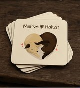 Resim Bk Gift Kişiye Özel Sevgili Evcil Hayvan Tasarımlı 4lü Mdf Ahşap Bardak Altlığı-3, Arkadaşa Hediye, Sevgiliye Hediye Kobitmeyencom34194 Bk Gift 