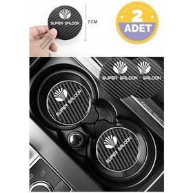 Resim Daewoo Super Saloon Siyah Karbon Bardak Altlığı Daewoo Logolu Super Saloon Yazılı Dayanıklı 7 Cm Tasarımı 2 Adet 2 Adet 