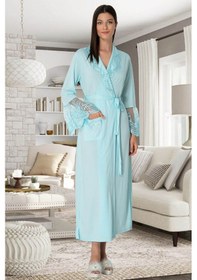Resim By Mecit Pijama Mecit 5342 Dantelli Turkuaz Hamile Lohusa Sabahlık 