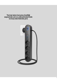 Resim Akıllı Akım Dengelemeli 4 Lü Çoklu Priz Type-c Ve Usb Çıkışlı 1 