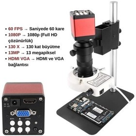 Resim 13mp Hd 60fps 130x Endüstriyel Mikroskop Kamera Seti Hdmı/vga 