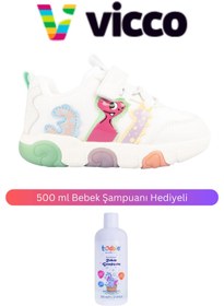 Resim Vicco Number Işıklı Kız Okul Öncesi Beyaz/Mint Yeşil Spor Ayakkabı ( 500 ml Bebek Şampuanı ) 
