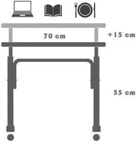 Resim Yükseklik Ayarlı Laptop Sehpası ve Çalışma Masası - Antrasit (Tekerli) 70x40 