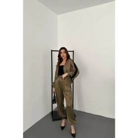 Resim Modadua Mint Kadife Şeritli Saten Eşofman Takımı 