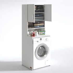 Resim Kenzlife Çamaşır Makinesi Dolabı Hayzum Byz 180 066 55 Banyo Kiler Çift Kapaklı Arkalıklı Çok Renkli 