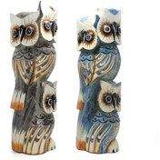 Resim Ahşap 3'lü Baykuş 50 Cm 