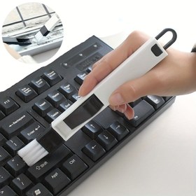 Resim 1 adet 2'si 1 Arada Çok Amaçlı Temizleme Fırçası - Klavye ve Masa için Sert Plastik, Genişletilebilir Sap, Elektrik Gerektirmez - Ev Ofisi, Yatak Odası, Mutfak, Banyo için İdeal 