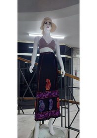 Resim Bohem Stil Hint Batik Çiçek Desenli Ve İşlemeli Uzun Hint Anvelop Etek Görseldeki Çok Renkli 